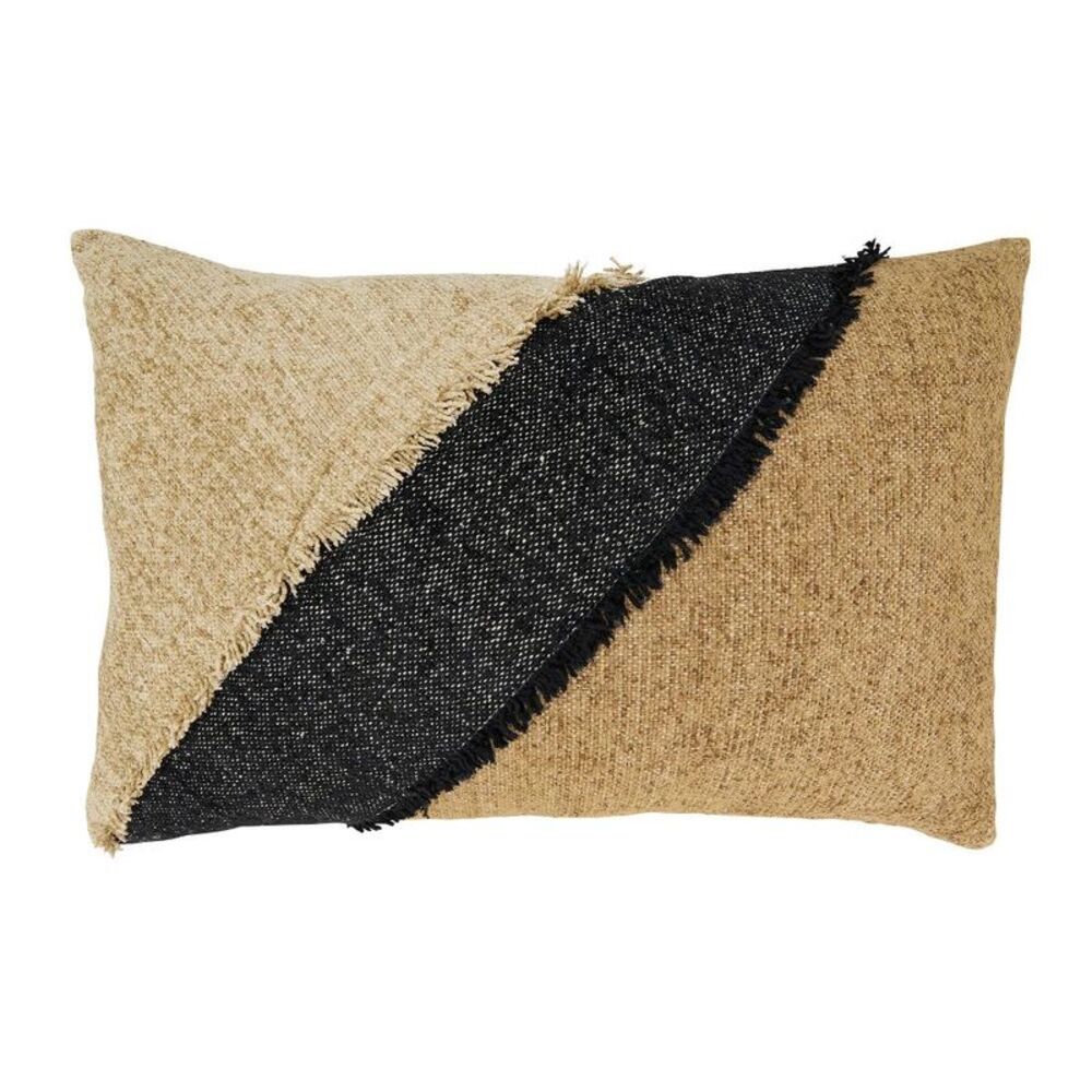 Saro Lifestyle Color Band Fringe Pillow Cover 16"x24" Black